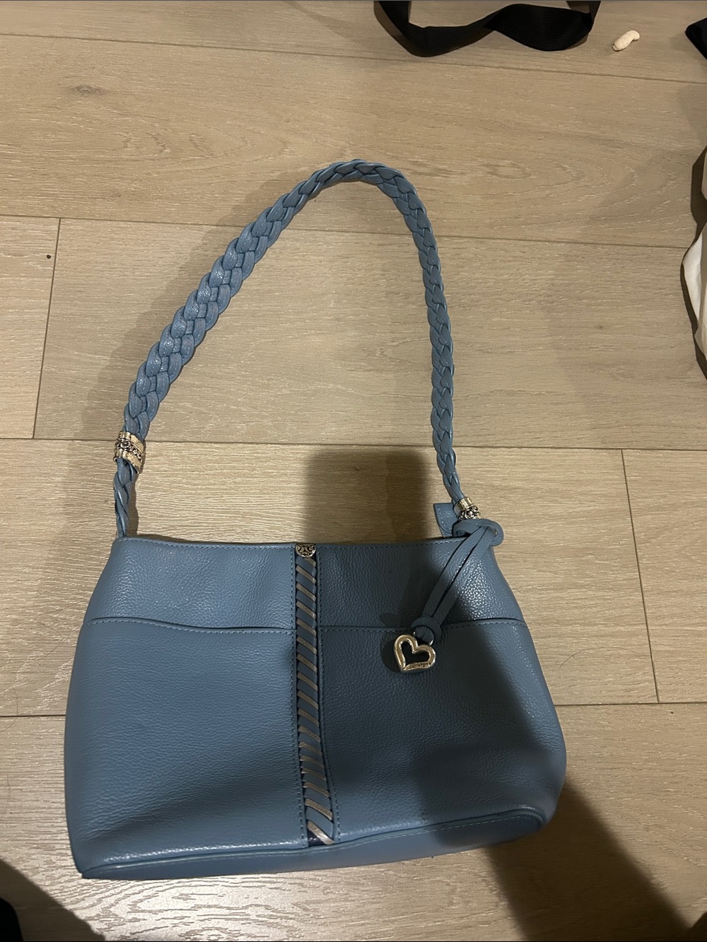 Brighton Denim Blue Braided-Handle Shoulder Bag
